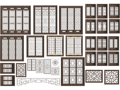 新中式实木窗格、花格、平开窗