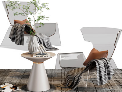 现代透明亚克力休闲椅子、边几