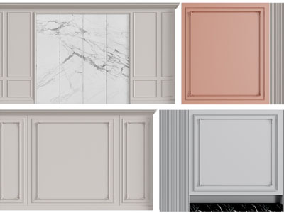 简欧背景墙3d模型 简欧背景墙