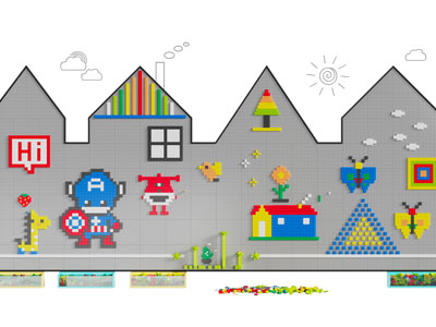 现代儿童乐高积木玩具墙