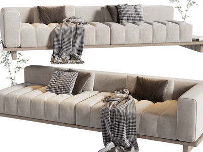 现代布艺多人沙发