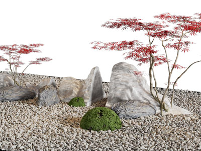 新中式假山、枫树景观园艺小品