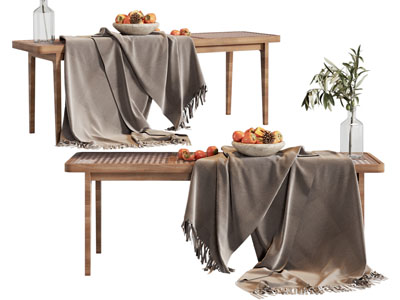 新中式实木长凳子、盖毯