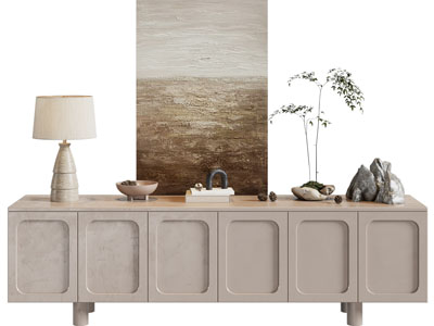 侘寂风电视柜、摆件组合