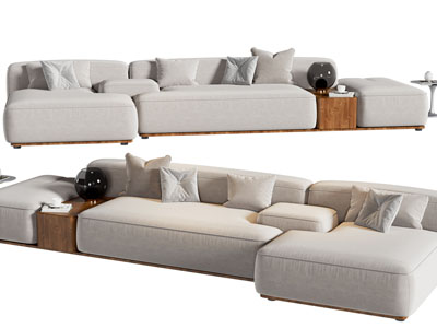 现代布艺转角多人沙发