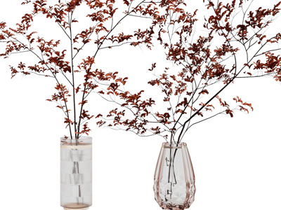 现代玻璃花瓶树枝摆件