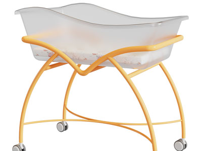 现代带滑轮的婴儿床