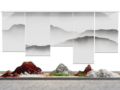 新中式门帘、拉帘、景观园艺小品