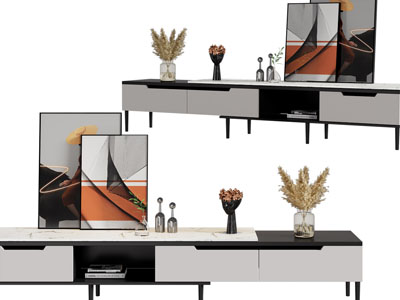 现代电视柜、摆件组合