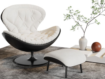 现代休闲椅子、脚踏