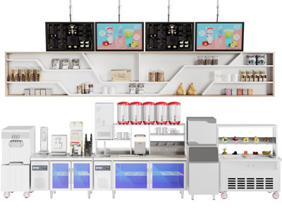 现代奶茶店设备、操作台