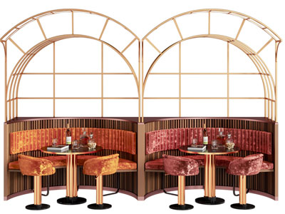 现代轻奢饭店半圆形卡座餐桌椅组合