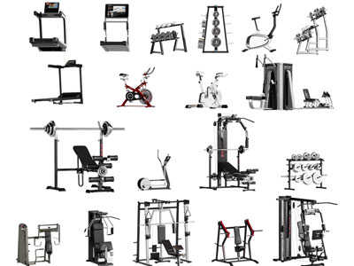 现代椭圆机、跑步机、综合训练架健身器材