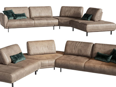 现代转角做旧多人沙发