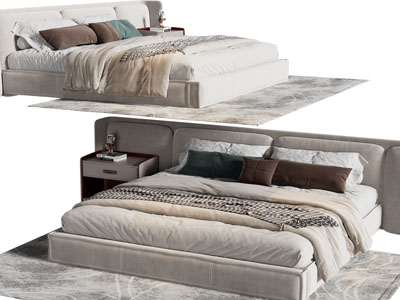 现代布艺双人床