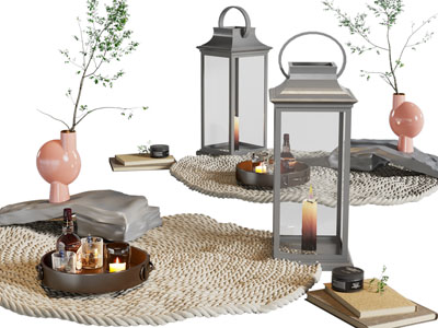 新中式烛台、花瓶摆件组合