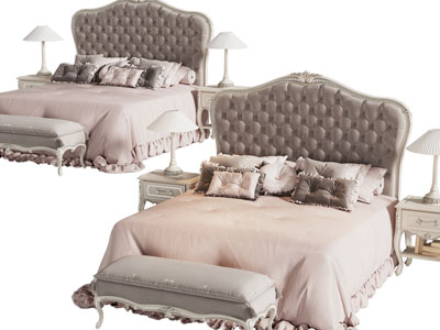 欧式双人床、床头柜