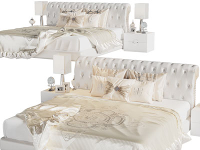 简欧软包床头双人床、床头柜