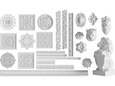 欧式雕花灯盘、角线、狮子