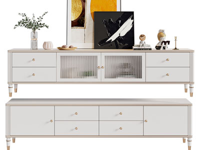 美式白色电视柜
