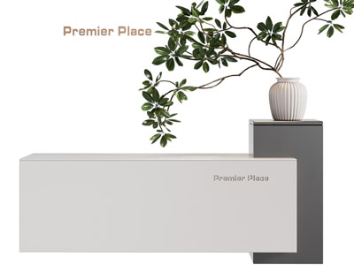 现代前台接待台、花瓶花卉