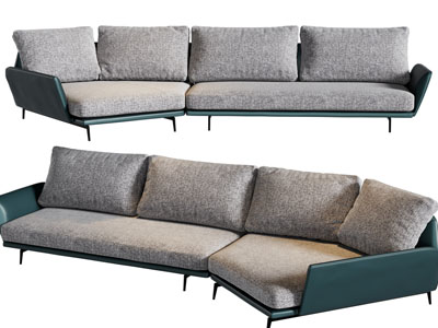 现代布艺转角多人沙发