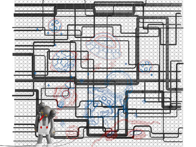 工业风loft装饰灯、管道金属网隔断3d模型 工业风loft装饰灯、管道金属网隔断