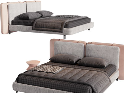 现代布艺双人床
