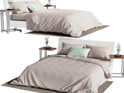 北欧双人床、床头柜