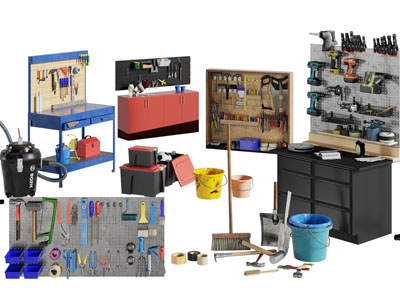 现代墙面洞洞眼五金工具收纳架3d模型 现代墙面洞洞眼五金工具收纳架