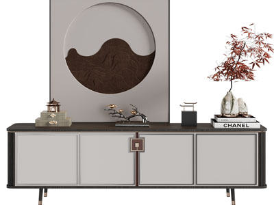 新中式电视柜、摆件组合