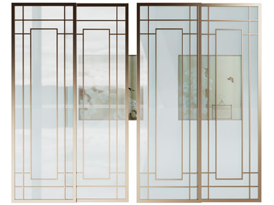 新中式四扇玻璃推拉门