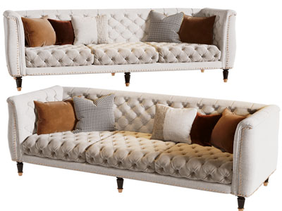 法式布艺多人沙发