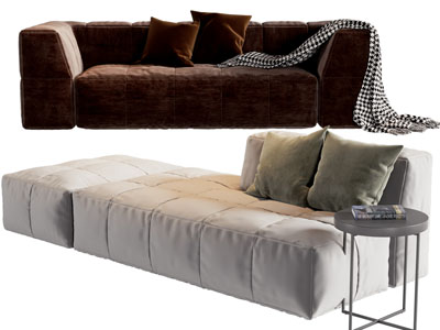 现代布艺多人沙发