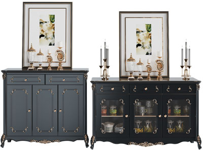 法式装饰雕花的玄关柜、餐边柜