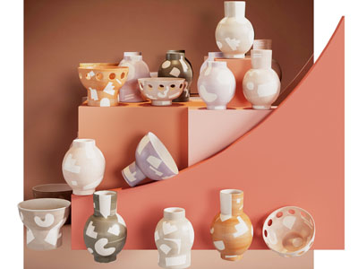 现代陶瓷器皿摆件组合