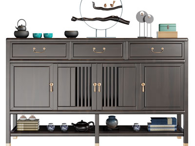 新中式实木玄关柜、边柜