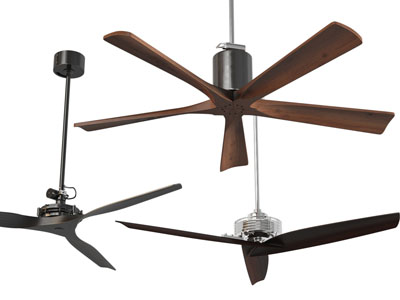 现代实木和金属扇叶的吊扇、电风扇