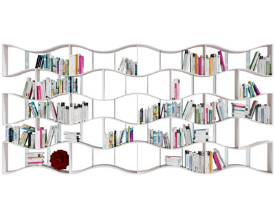 现代开放式波浪造书柜