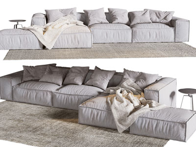 现代布艺块状多人沙发