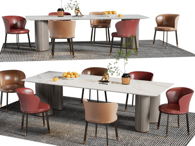 现代长方形餐桌椅组合