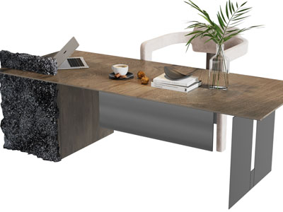 现代长方形书桌椅组合