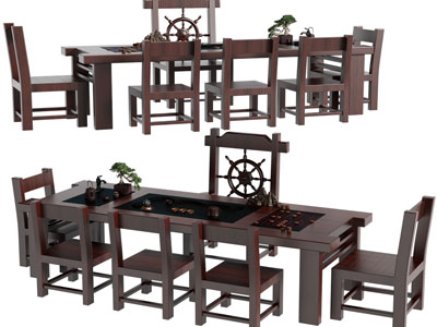 新中式实木茶桌椅组合