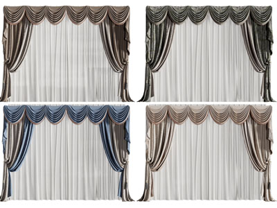 欧式带帘头的窗帘窗纱