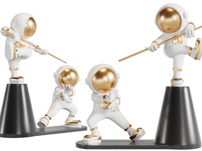 现代宇航员雕塑摆件组合