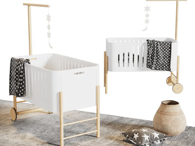 北欧实木婴儿床