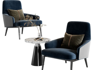 现代休闲椅子、边几