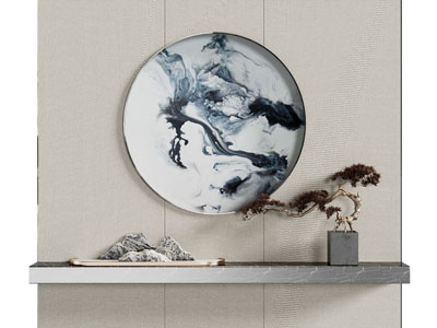 新中式玄关隔断、盆景3d模型 新中式玄关隔断、盆景