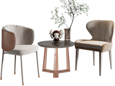 现代休闲椅子、边几