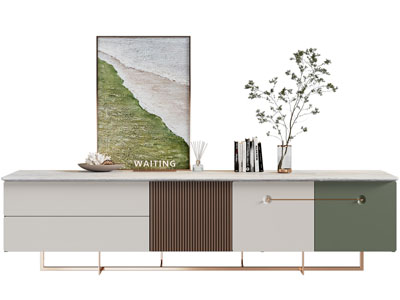 现代轻奢电视柜、摆件